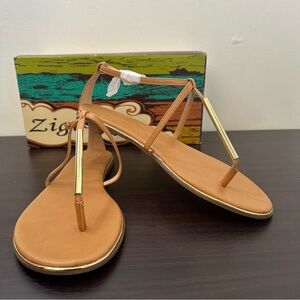 Zigi Soho Janette Flat Ankle Strap Sandals, Size 10, Tan, Women's Shoes, New